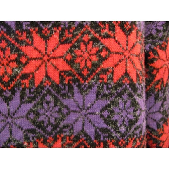 GFC LTD Womens Large Oversized Fair Isle Purple Pink Sweater Black USA New York - Picture 7 of 11